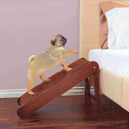 Pet Adobe Folding Pet Ramp- Padded Inclined Transition For Dogs, Cats & Puppies Up to 80lbs (Brown) 444559FET